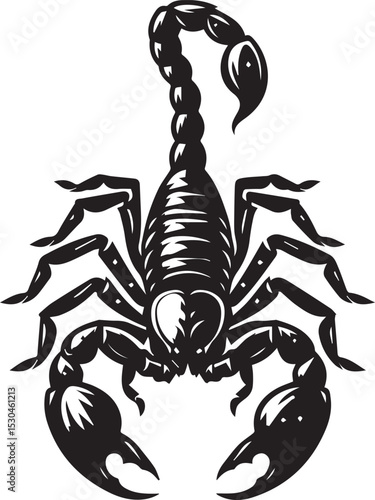 Black and White Scorpion Vector Illustration – Aggressive Insect Tattoo Design	
