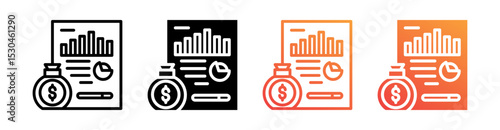 Report Multiple Style Icon Set Vector 