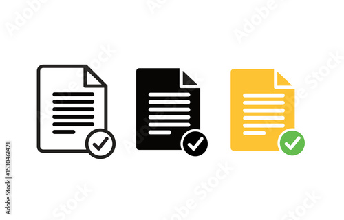 icons of document files correct collection the document with Check Mark