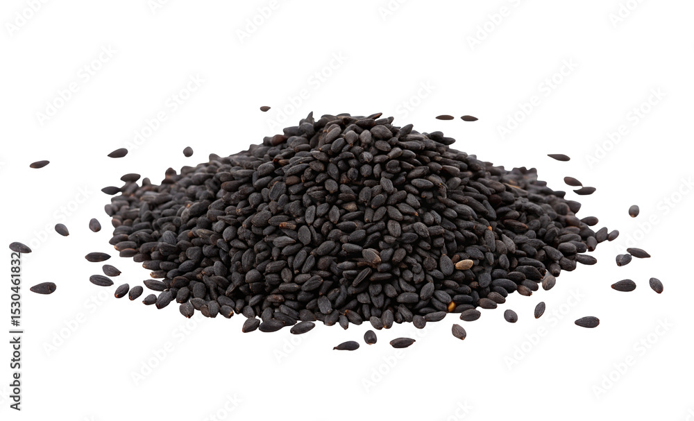 A close up of black sesame seeds perfect for cooking and baking on a black background for food photography A close up of black sesame seeds perfect for cooking and baking on a black background for food photography