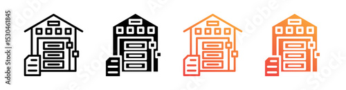 Data Warehouse Multiple Style Icon Set Vector 