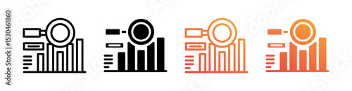 Predictive Chart Multiple Style Icon Set Vector 