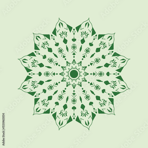 Luxury green mandala design for luxury background, henna art, tattoo