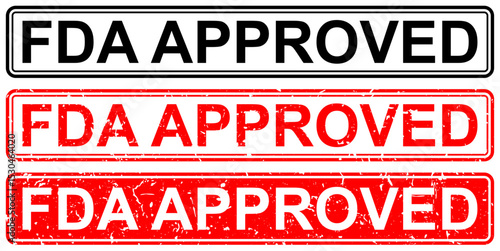 FDA approval stamped grunge vector for regulatory compliance, product certification, health standard validation. This bold mark is ideal for pharmaceuticals, food safety, and medical device approval