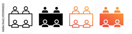 Meeting Multiple Style Icon Set Vector 