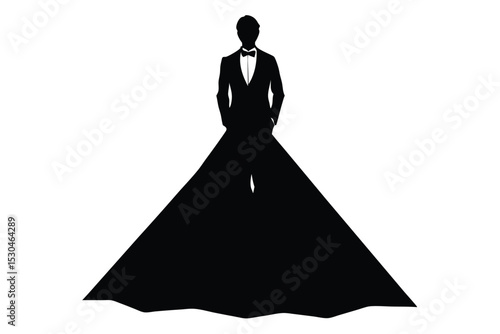 Silhouette of groom standing alone at mina