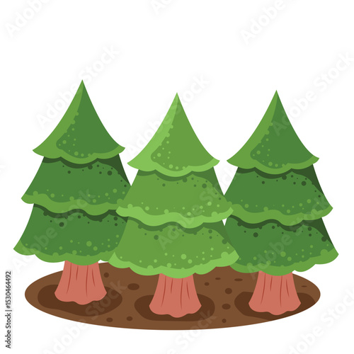 Flat Style Tree Forest Illustration