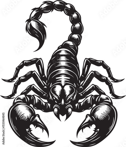 Black and White Scorpion Vector Illustration – Aggressive Insect Tattoo Design	
