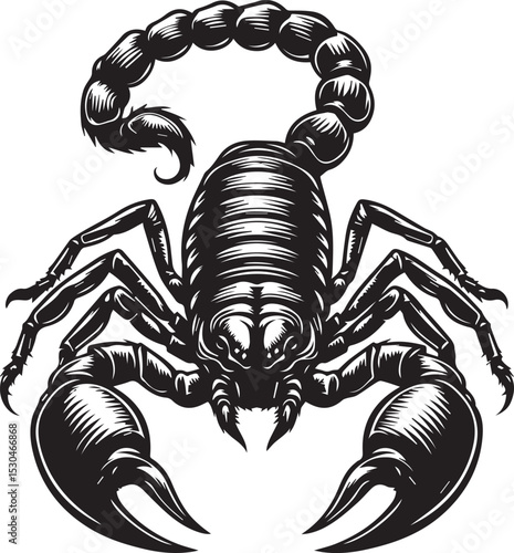 Black and White Scorpion Vector Illustration – Aggressive Insect Tattoo Design	
