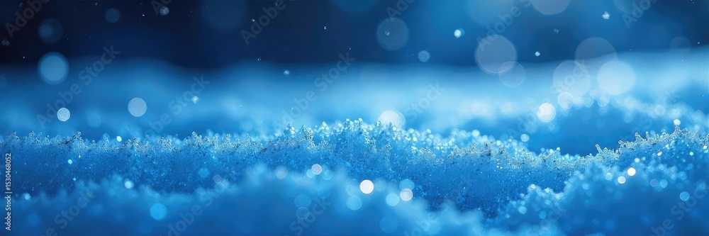 Naklejka premium Icy blue sparkles glitter on a frozen surface, reflecting cold winter light Perfect for winter, holiday, or fantasy themes Shimmering frost, magical atmosphere , cold, beauty