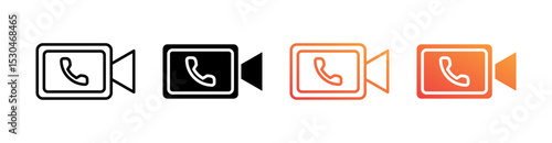 Video Call Multiple Style Icon Set Vector 