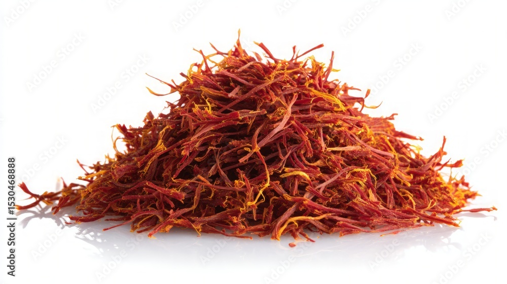 Naklejka premium Pile Of Saffron Threads On White Background