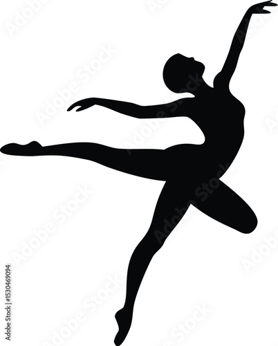 Ballet Dancer Silhouette: A graceful ballerina silhouette in mid-leap, showcasing the elegance and athleticism of ballet.