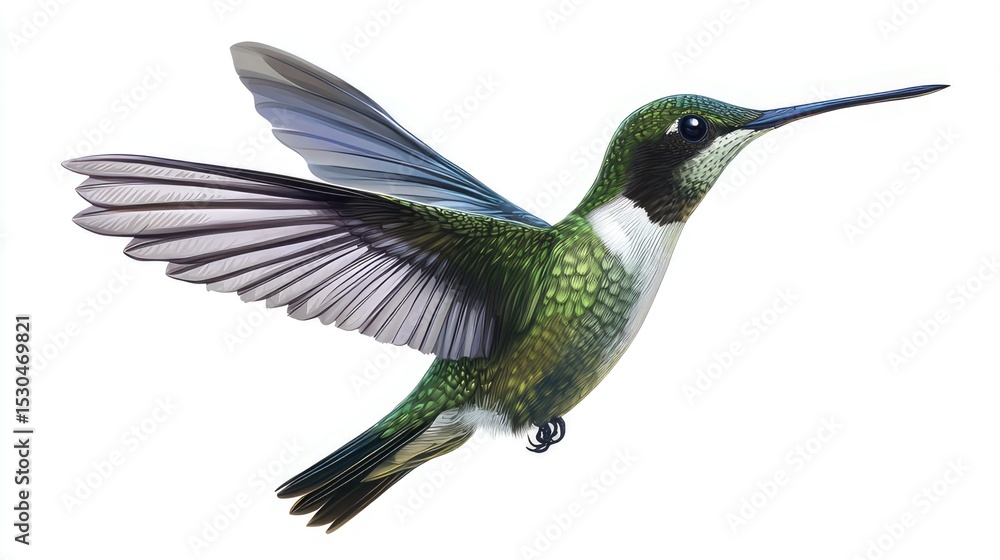 Obraz premium World Migratory Bird Day, Second week in May and October, Hummingbird Bird Images White Background 