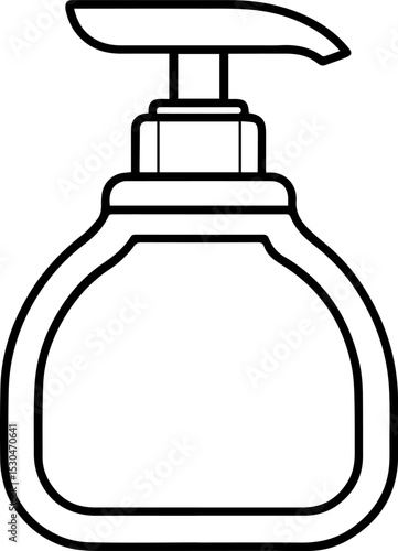 Dish soap dispenser outline vector illustration, line art