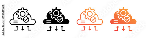 Cloud Setting Multiple Style Icon Set Vector 
