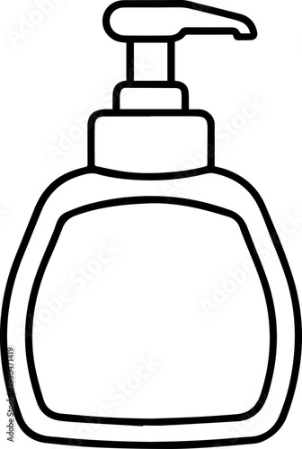 Dish soap dispenser outline vector illustration, line art