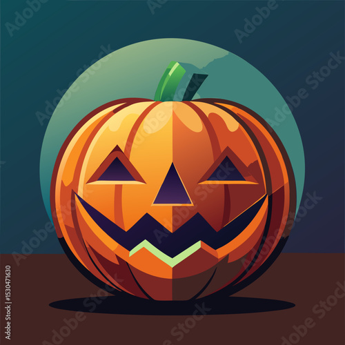 Carved pumpkin with jack-o-lantern face.