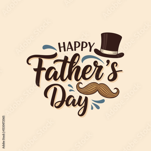 Hand-drawn Happy Father's Day Greeting Logo with Retro Style