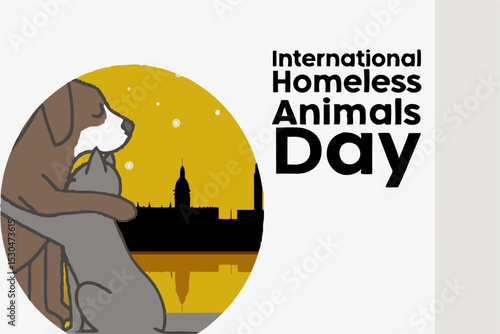 International Homeless Animals Day Illustration Dog Graphic for Social Media Post or Awareness Campaign Design