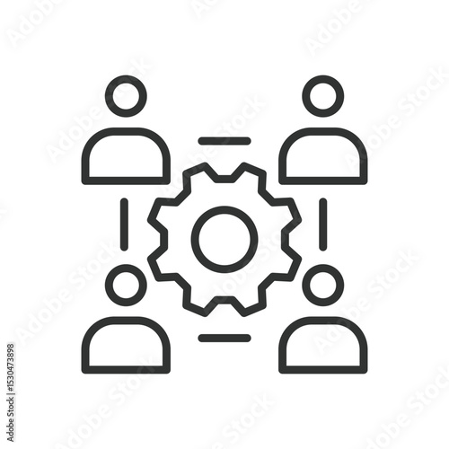 Collaboration, icon in line design. Collaboration, teamwork, partnership, cooperation, group work, communication, joint effort on white background vector. Collaboration, editable stroke icon
