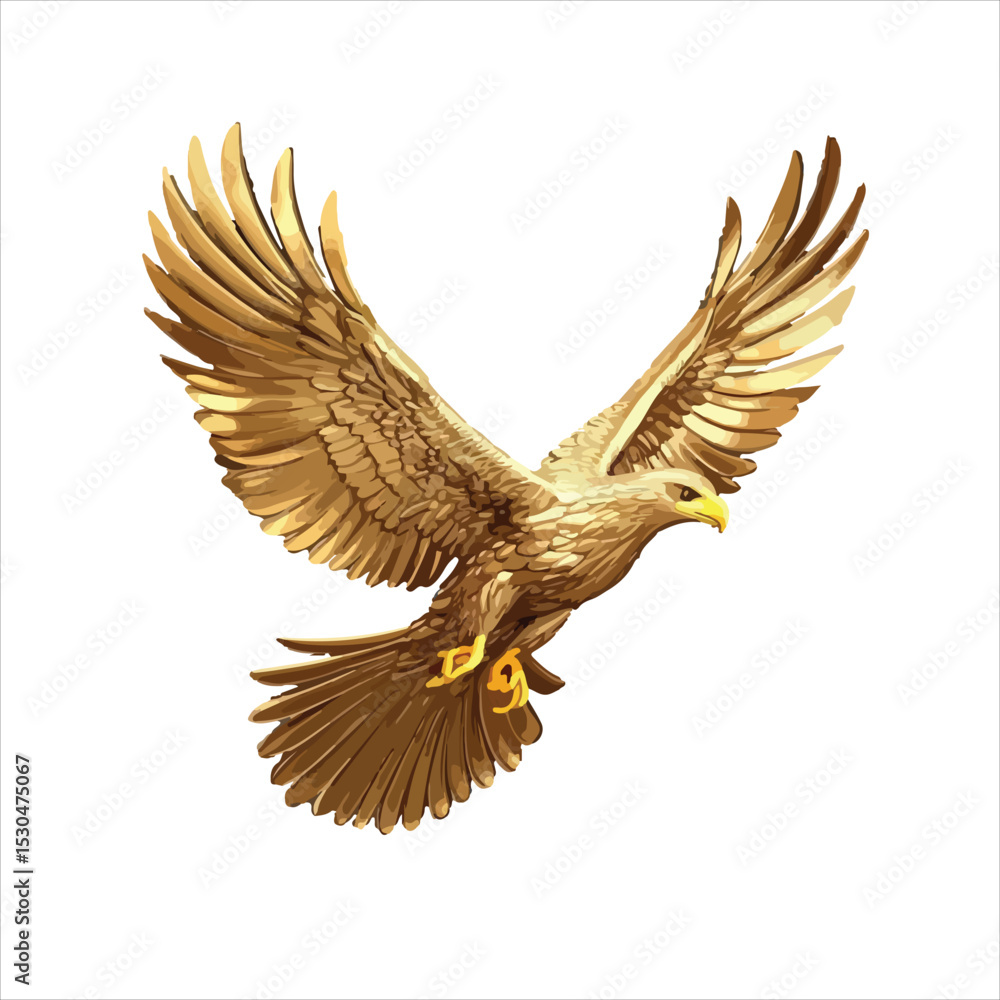 Obraz premium Majestic Bald Eagle with Wings Spread in Flight Isolated on White Background