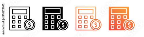 Calculator Multiple Style Icon Set Vector 