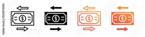 Transaction Multiple Style Icon Set Vector 