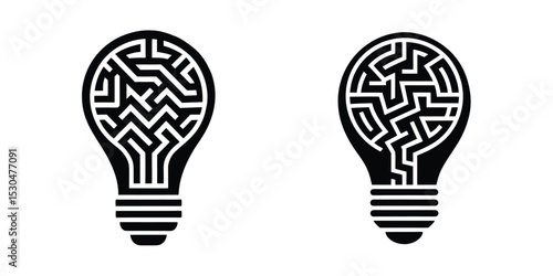 Light Bulb Shaped From A Maze Symbolizing Complexity Isolated on White Background