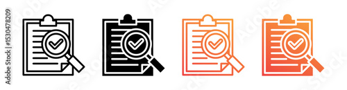 Examine Multiple Style Icon Set Vector 