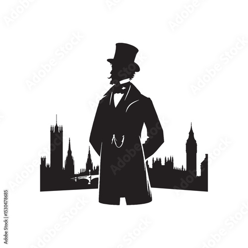 silhouette of a 19th century Victorian England gentleman