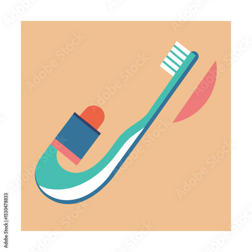 Modern illustration of a toothbrush with toothpaste and a swash for oral hygiene