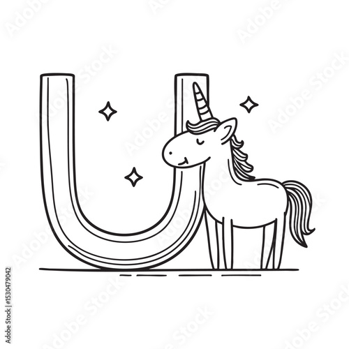 An Illustration of letter U next to Unicorn