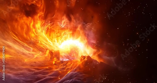 Wallpaper Mural A swirling nebula of fiery colors and cosmic energy unfolds in the vast expanse of space. Torontodigital.ca