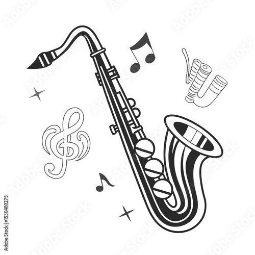 Banjo musical instrument in monochrome style isolated on white background vector illustration. Banjo, stringed acoustic wooden banjo. banjo icon silhouette vector art illustration.