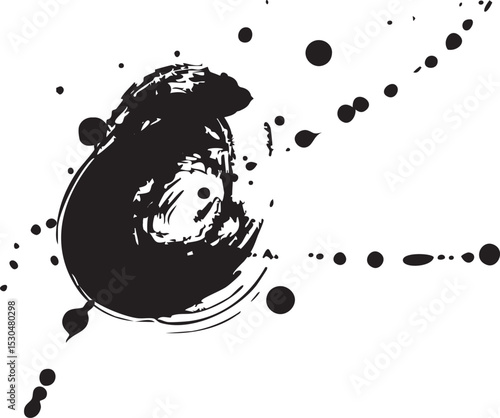 墨絵・飛び散り・飛沫・墨汁の和風エフェクトイラスト素材