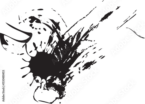 墨絵・飛び散り・飛沫・墨汁の和風エフェクトイラスト素材