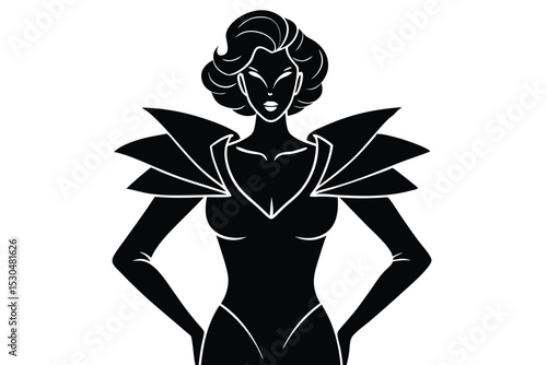 Hand drawn drag queen silhouette with shoulder pads
