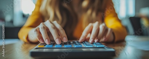 Business concept: Women business leaders using calculators to assess company budget and income in an office setting., Generative AI