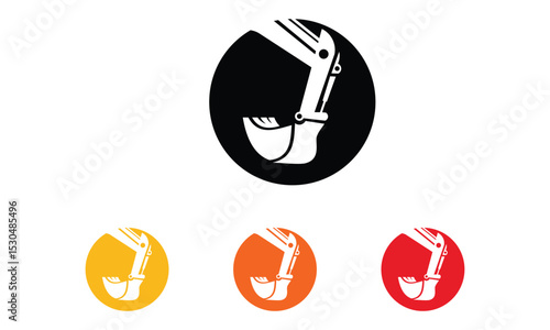 excavator icon, building logo template, excavator vector illustration