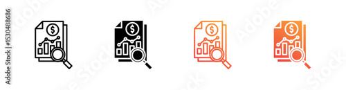 Financial Analysis Multiple Style Icon Set Vector 