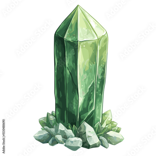 Green jade crystal vector isolated on a white background