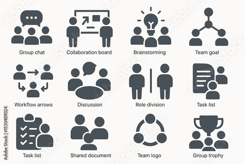 Business icons for teamwork and collaboration concepts
