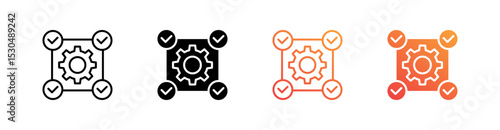 Project Execution Multiple Style Icon Set Vector 