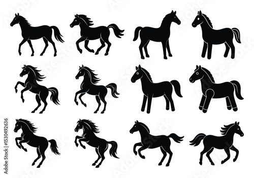 set of horse vector silhouettes