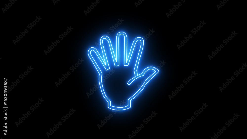 Glowing Neon Hand icon isolated on black background. Glowing Neon Hand icon isolated on black background.