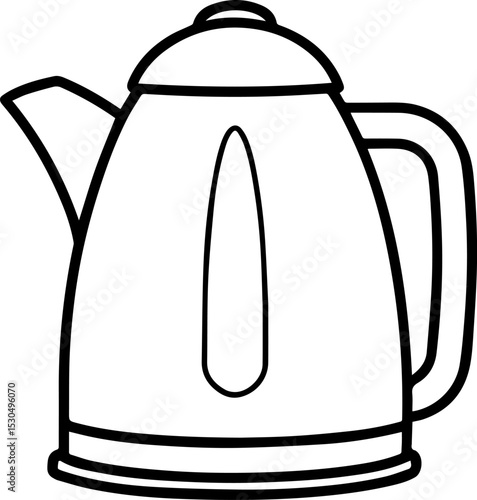 Electric kettle outline vector illustration, line art