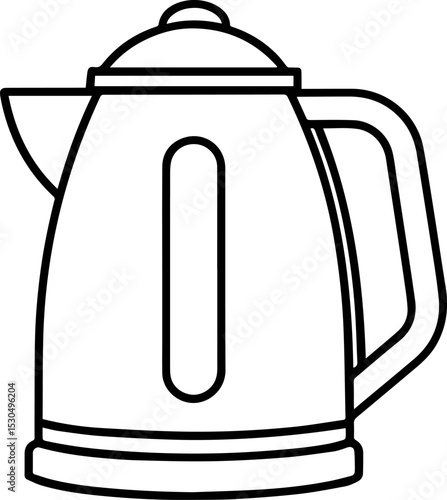 Electric kettle outline vector illustration, line art