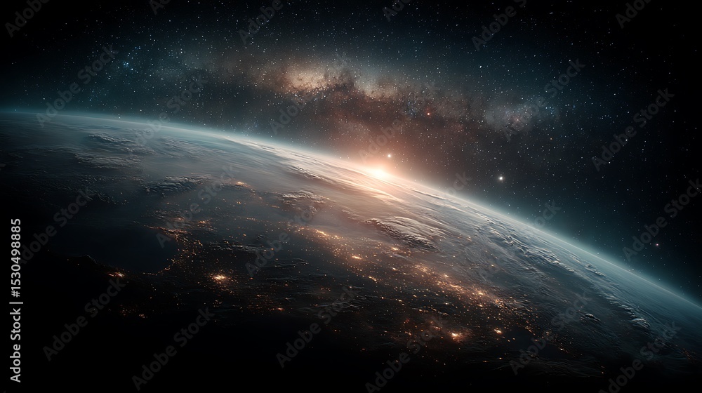 Fototapeta premium Earth night with space view