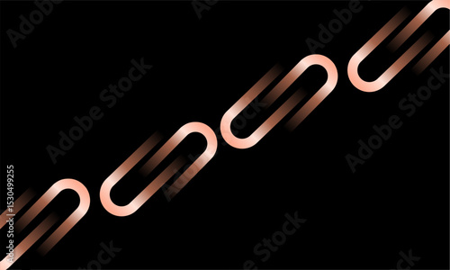 Gold paper clips on black background